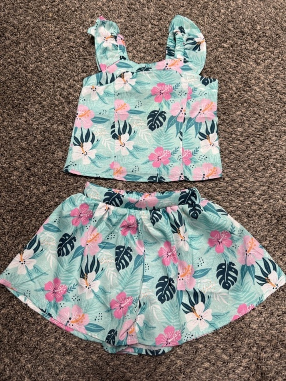 Girls Mint Floral Pajama Set - 2-Piece set